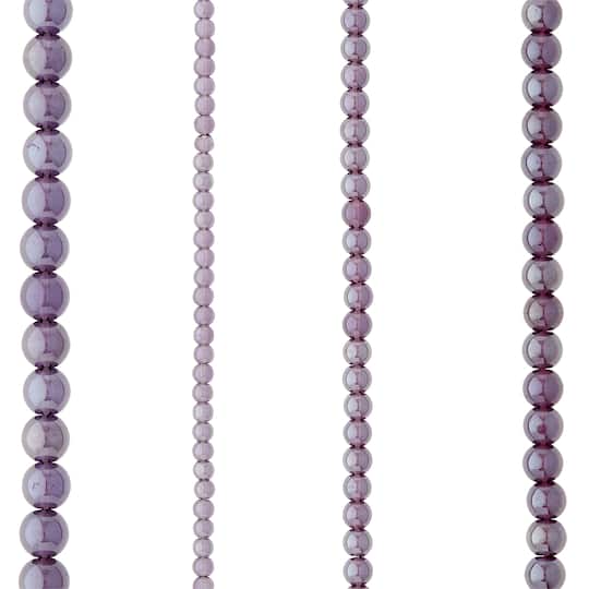 12 Packs: 4 ct. (48 total) Purple Glass Round Beads by Bead Landing™